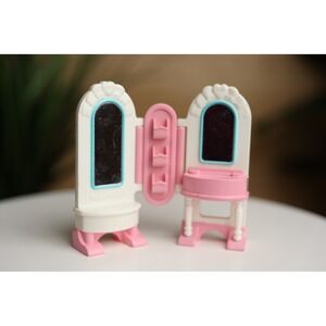 Vintage Fisher Price Loving Family Dream Dollhouse Mirror - Pink Vanity Bedroom